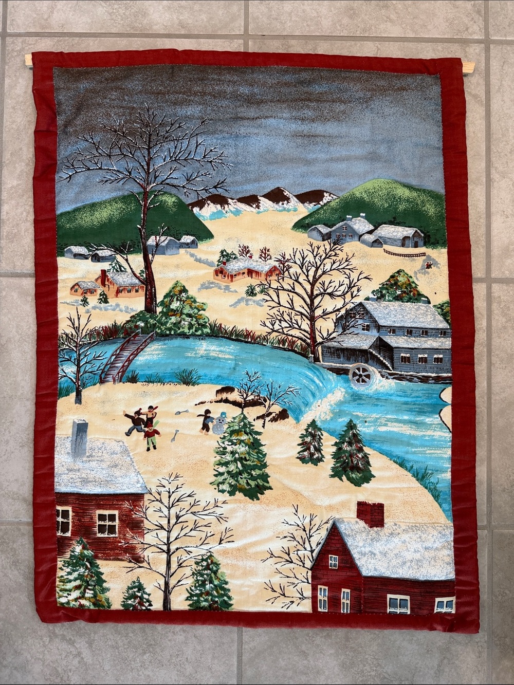 Vintage Winter Village Wall Hanging